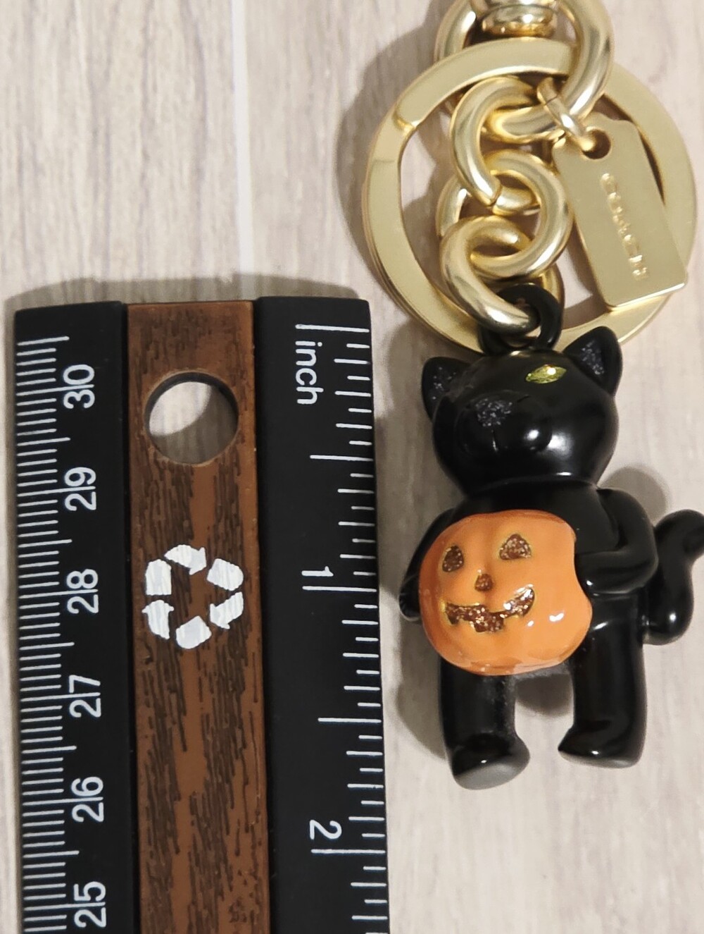 Coach Halloween Black Cat with Pumpkin Keychain Charm for Bag Purse CW480 🐈‍⬛🎃 - Picture 10 of 12